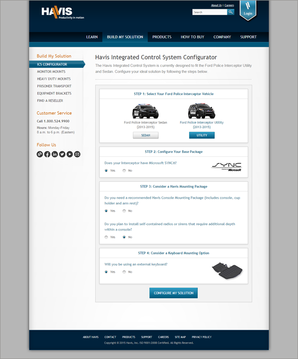 Havis Integrated Control System Configurator Results