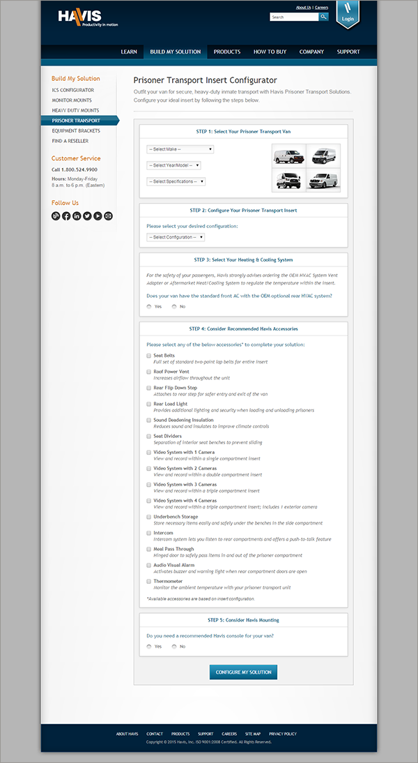 Havis Prisoner Transport Configurator